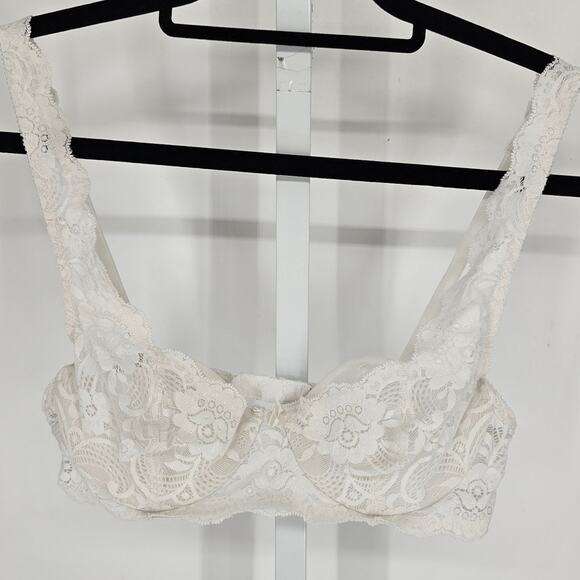 Vintage 1990s Lilyette Womens Sz 36A Demi Bra Solid White Lace 0857 - Picture 1 of 4